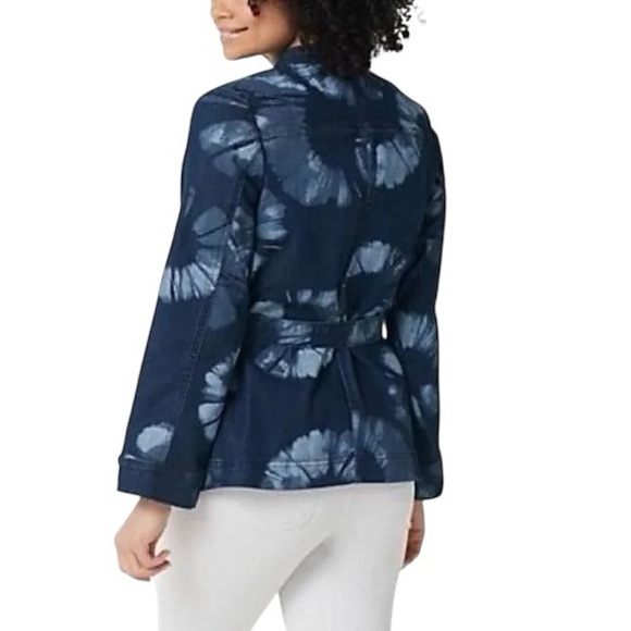 LOGO by Lori Goldstein Women's Shibori Print Denim Wrap Jacket 18 W - Picture 3 of 16
